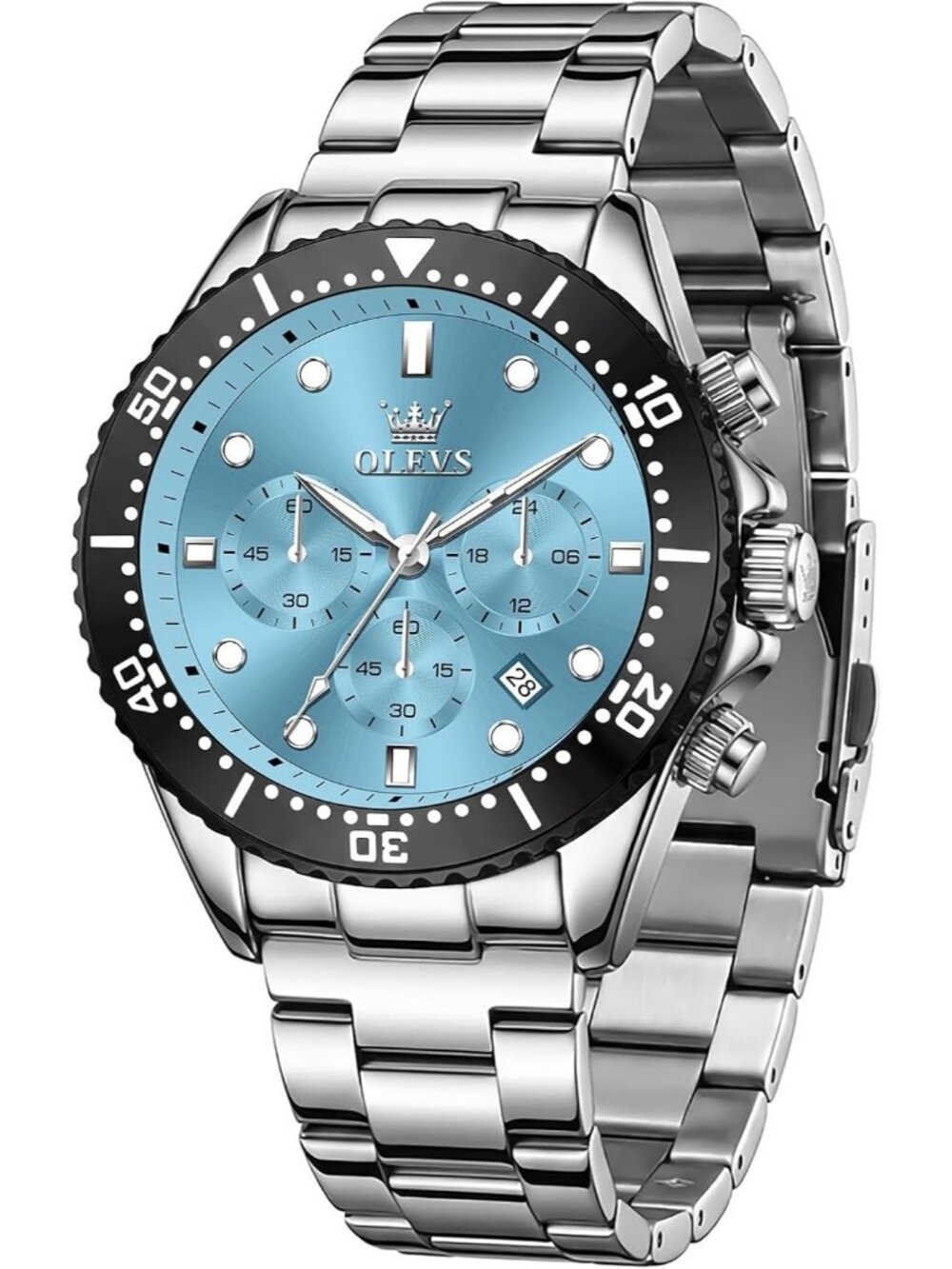 Men's Blue Luxury Stainless Steel Reliable Quartz Movement Elegant Wrist Watches
